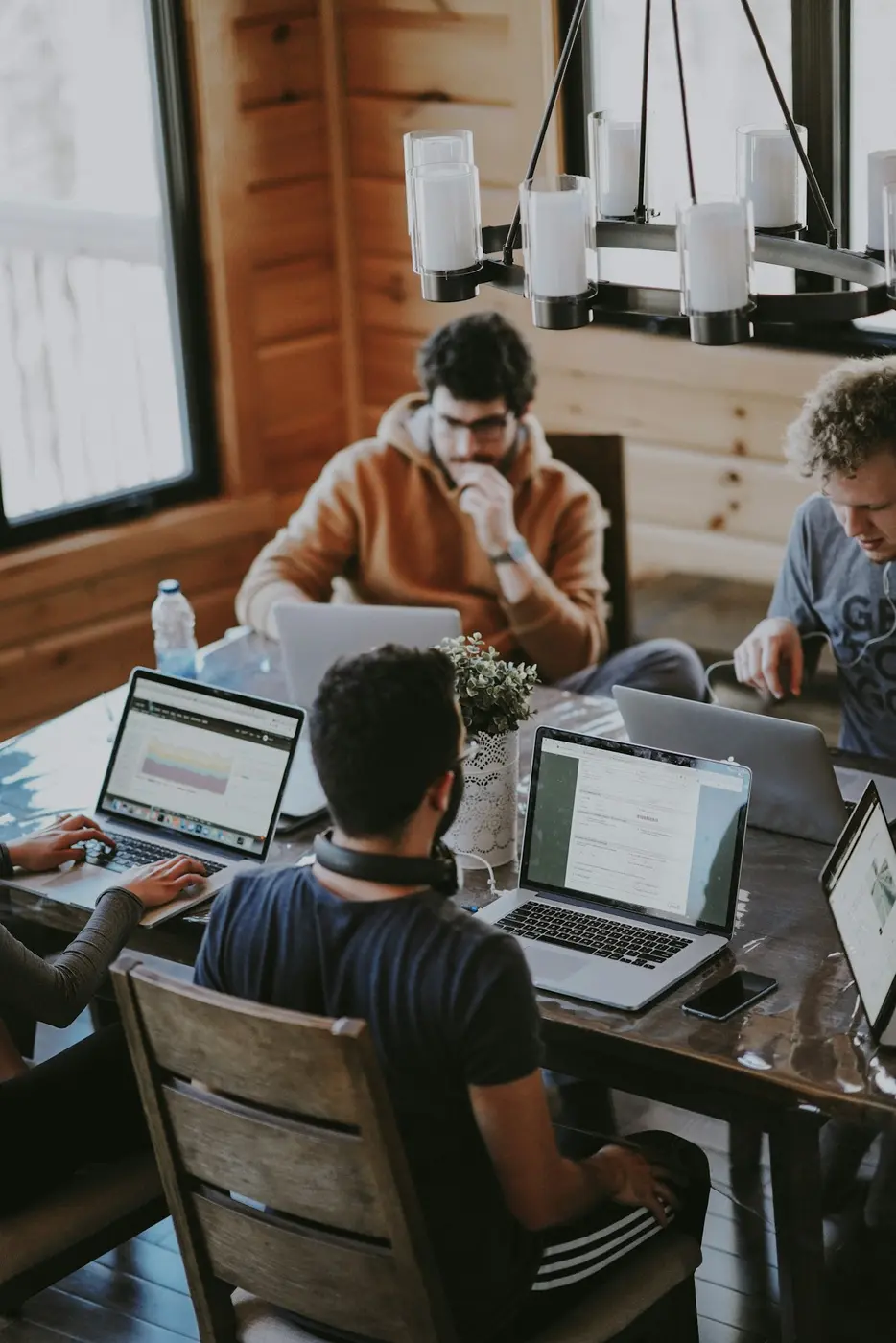 Accounting team working together in a modern UK office