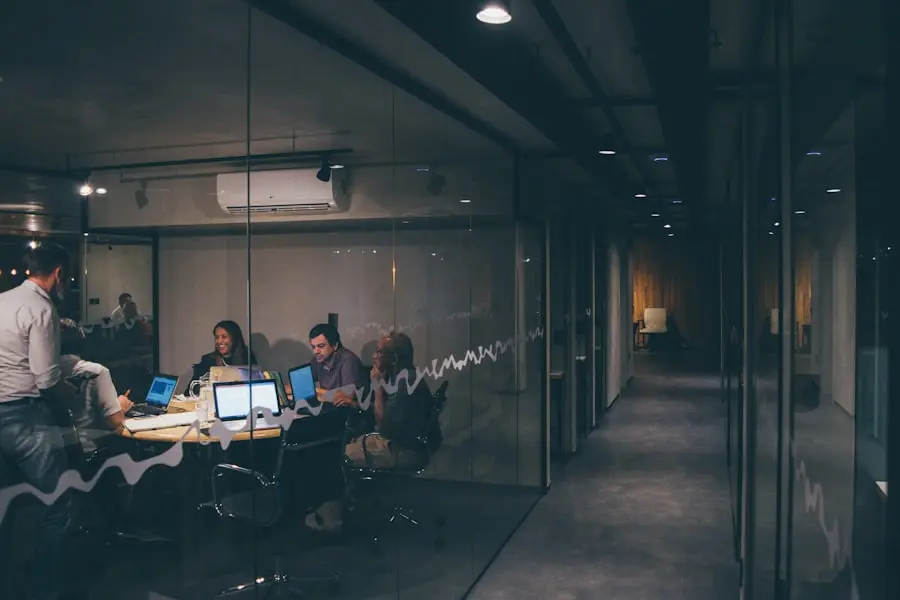 UK accounting team reviewing services in a modern office
